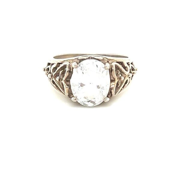 Sparkling Large Cz Silver 925 Ring - Picture 1 of 7